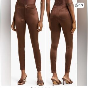 SKIMS Disco Iridescent Skinny High Rise Pants in Cocoa Womens Size XL